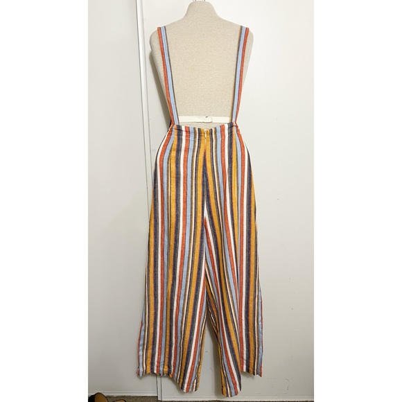 Forever 21 Striped Linen Cotton Jumpsuit L - Picture 2 of 10